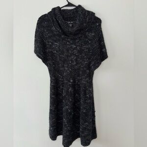 Frieda Kelly Black and White Knit Short Sleeve Turtleneck Sweater Dress Size 2X